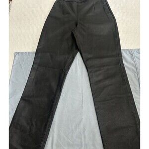 VINTAGE Clio Black Leather High Rise Straight Leg Pants Sz 2